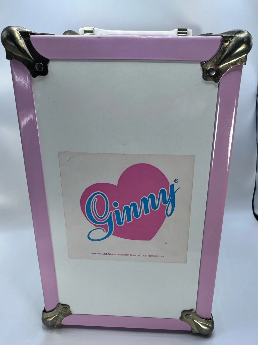 Vintage Vogue Dolls Ginny White and Pink Metal Doll Trunk
